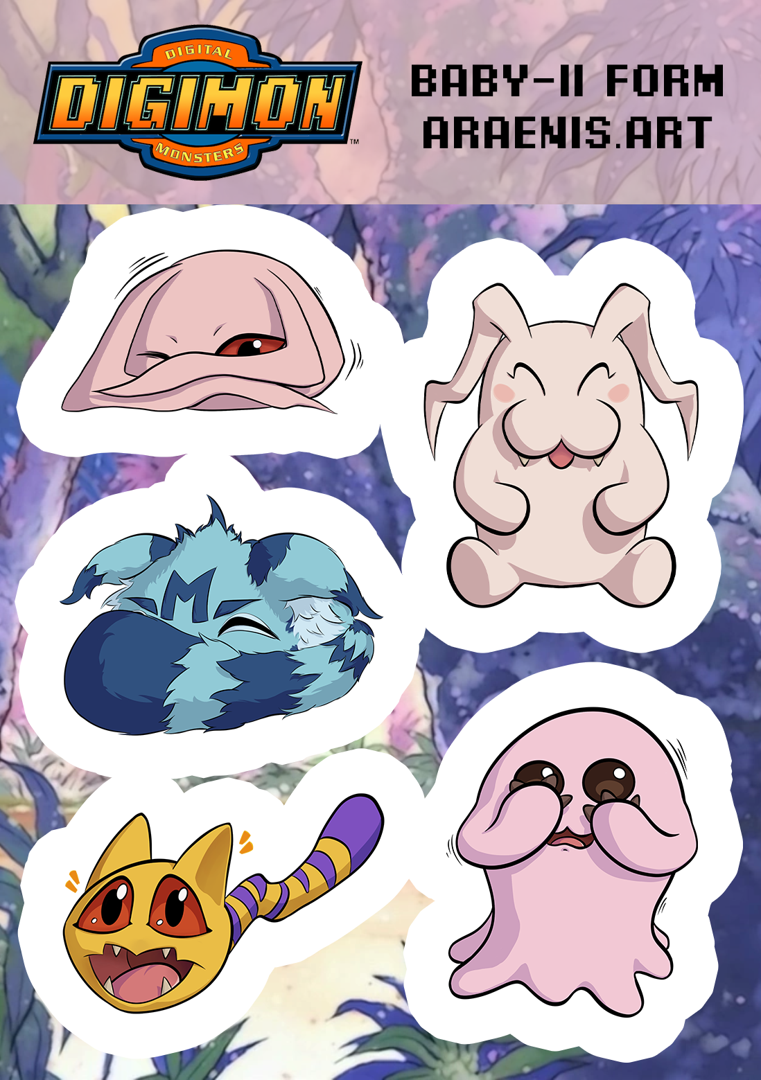 Baby Digimon Sticker Sheet