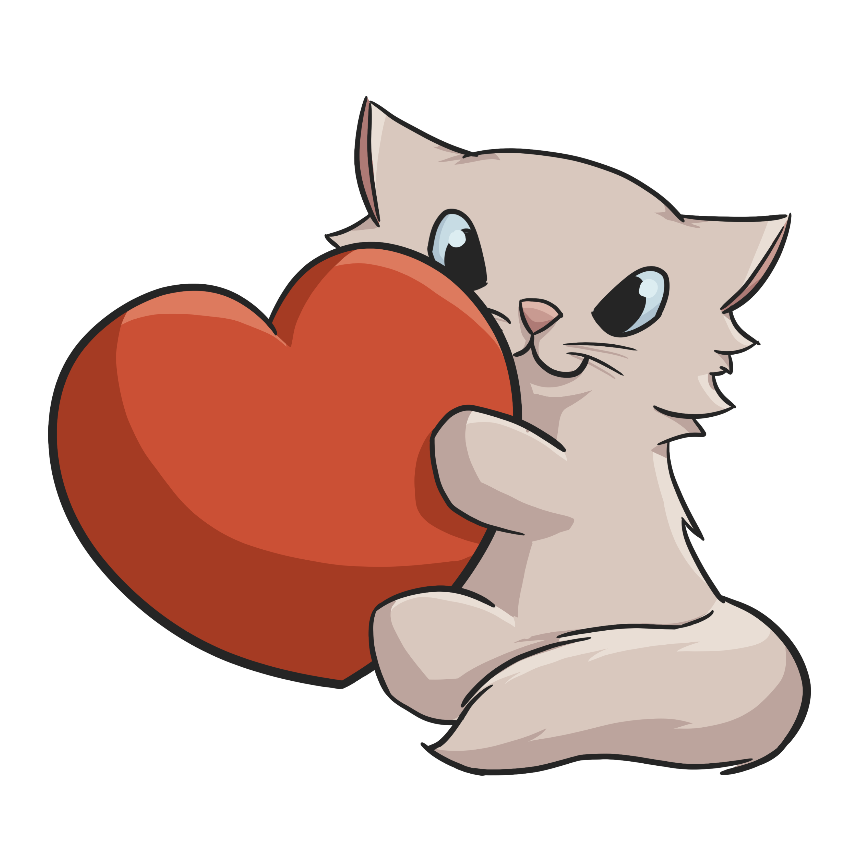 Cat Hug Hearth Sticker